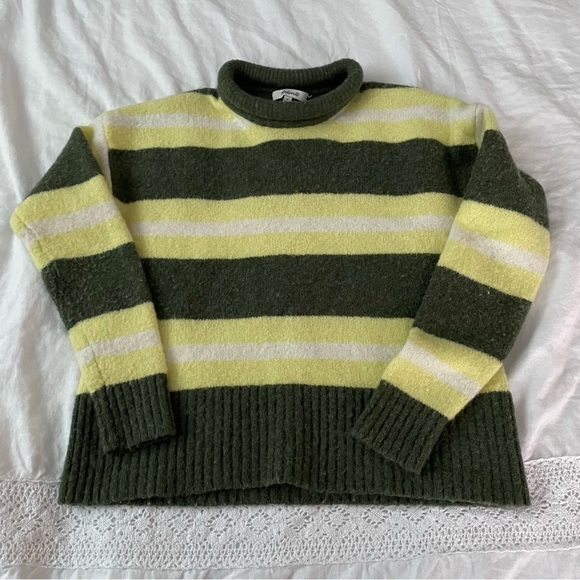 Madewell SMALL Fulton Striped Pullover Sweater Wool Blend Soft - Picture 2 of 7